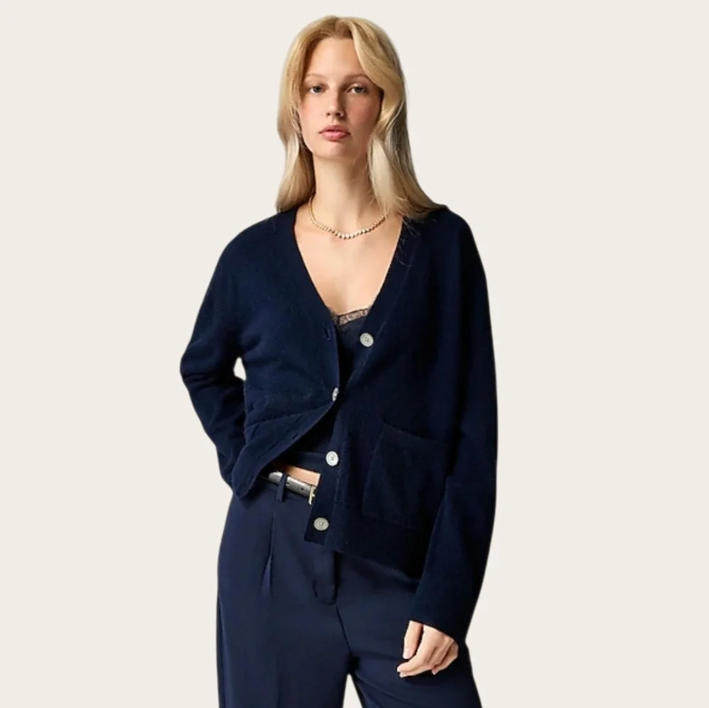 J. Crew 100% Cashmere Cardigan Navy Blue XXSmall